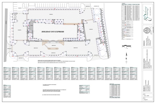 Commercial irrigation design for Holiday Inn Express created in Pro Contractor Studio